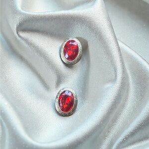 Vintage plastic red and gold tone button covers